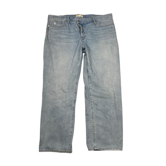 Madewell Low Slung Straight Slouchy Jeans Button Fly Cross Tab Light Wash 33 - Picture 3 of 10